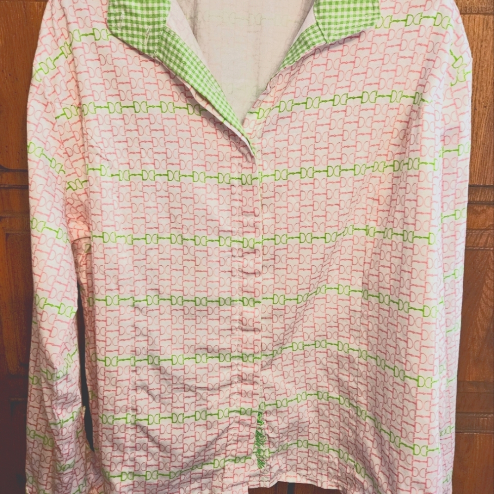Middy N Me pink and green blouse.